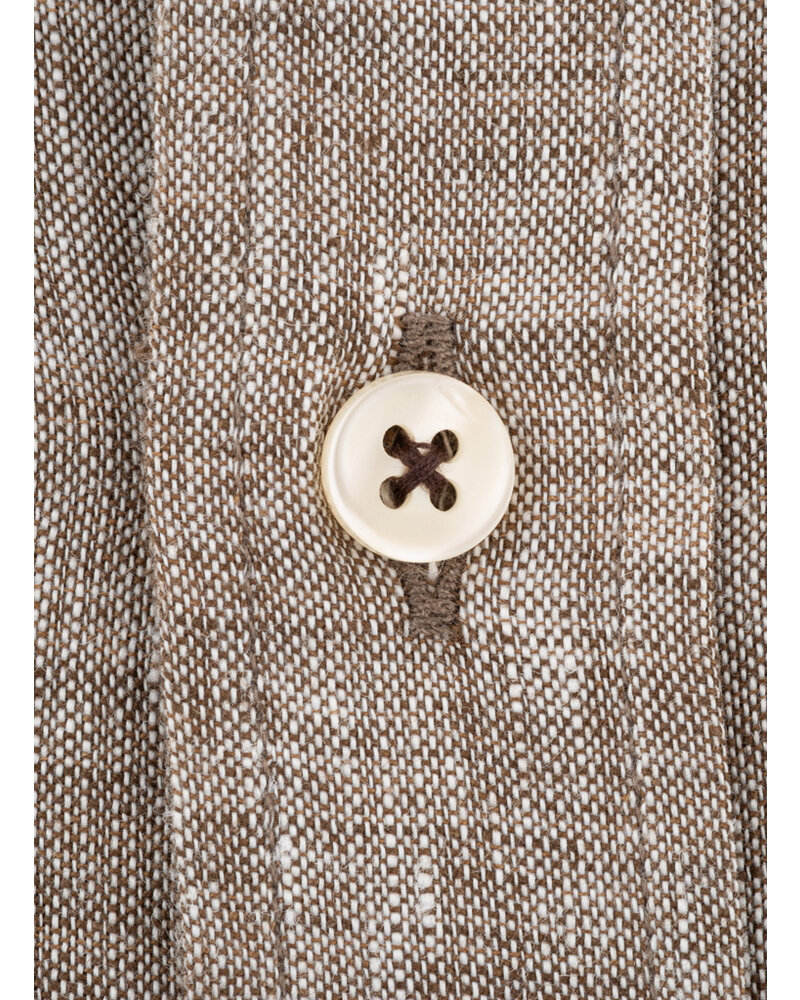 XOOS Chemise homme en lin taupe galon marron