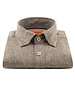 XOOS Chemise homme en lin taupe galon marron