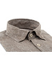 XOOS Chemise homme en lin taupe galon marron