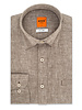 XOOS Chemise homme en lin taupe galon marron