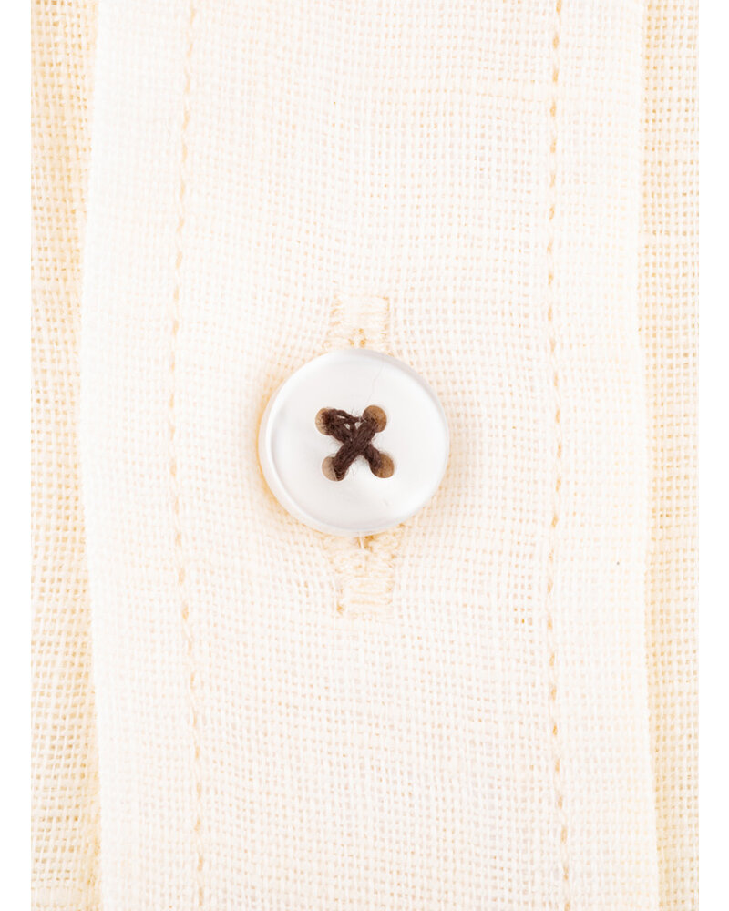 XOOS Men's fitted Ivory linen shirt with brown braid