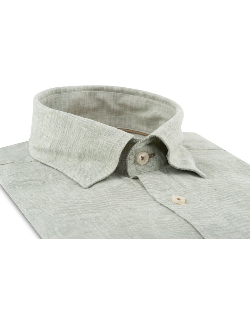 XOOS Chemise homme en lin vert olive galon orange - Copy