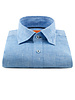 XOOS Chemise homme en lin bleu et galon marine