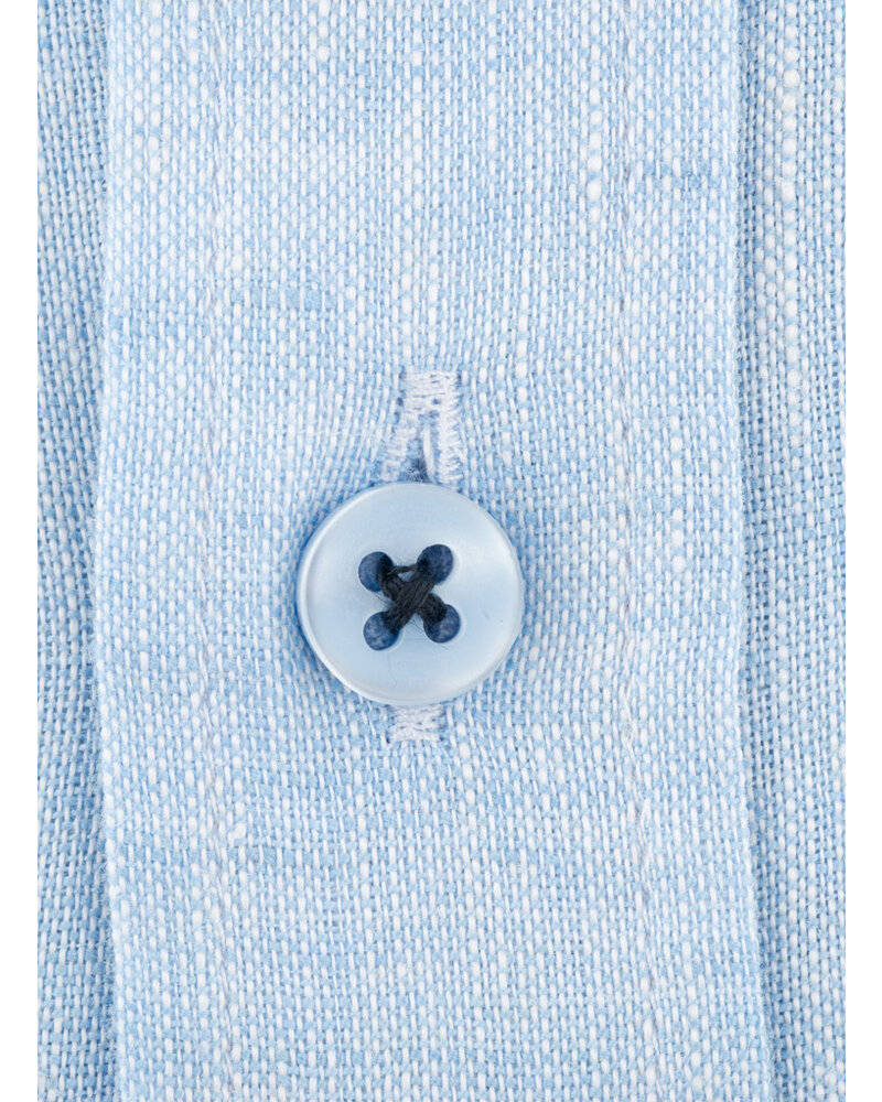 XOOS Chemise homme en lin ciel et galon marine
