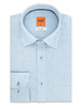 XOOS Men's fitted light blue linen shirt and navy collar braid