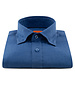 XOOS Chemise homme en lin bleu indigo et galon marine