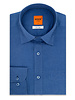 XOOS Chemise homme en lin bleu indigo et galon marine