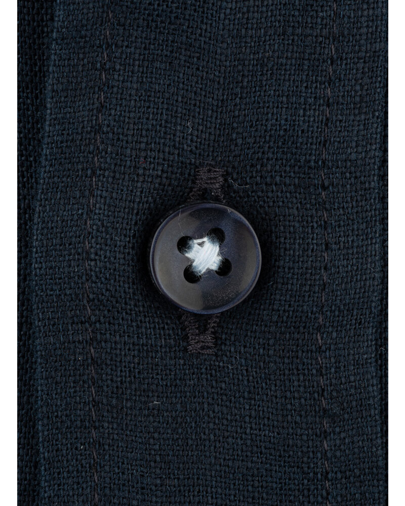 XOOS Chemise homme en lin marine et galon ciel