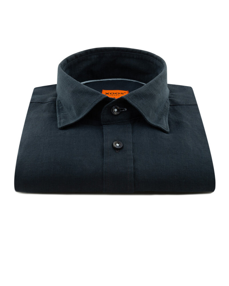 XOOS Chemise homme en lin marine et galon ciel