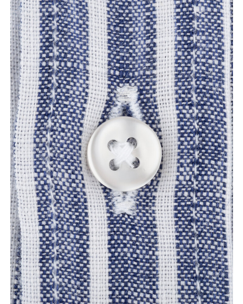 XOOS Chemise homme à rayures bleues foncé en lin