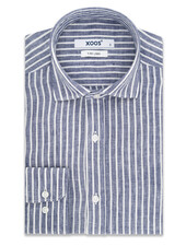 XOOS Chemise homme à rayures bleues foncé en lin
