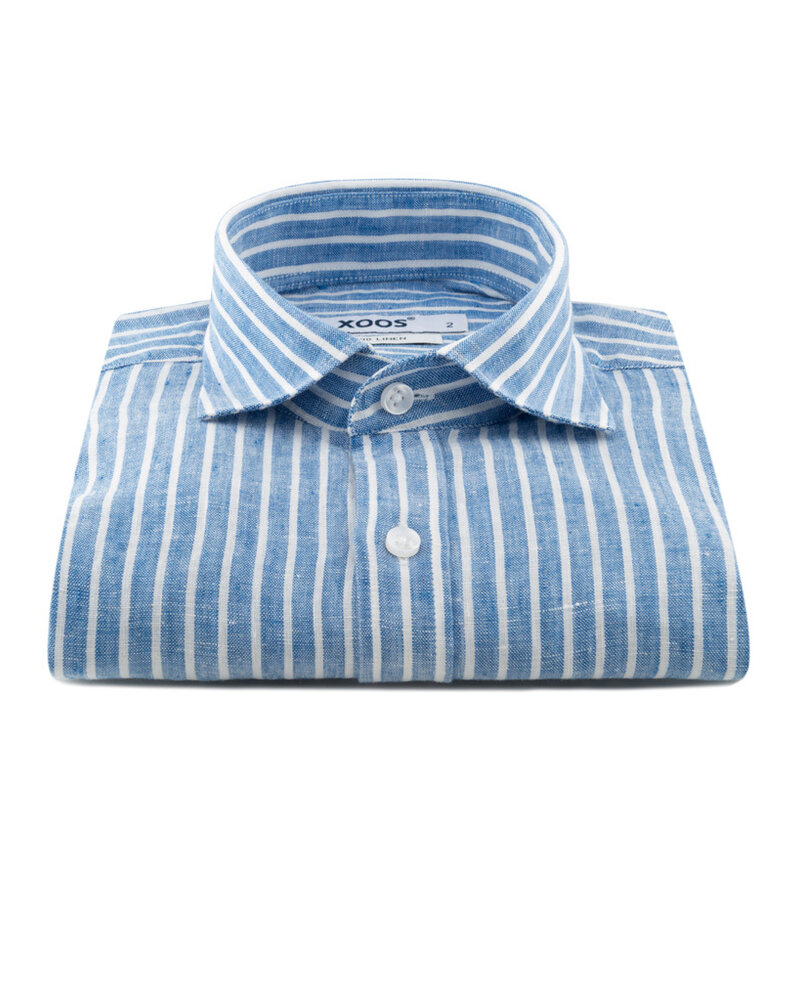 XOOS Chemise homme à rayures bleues en lin