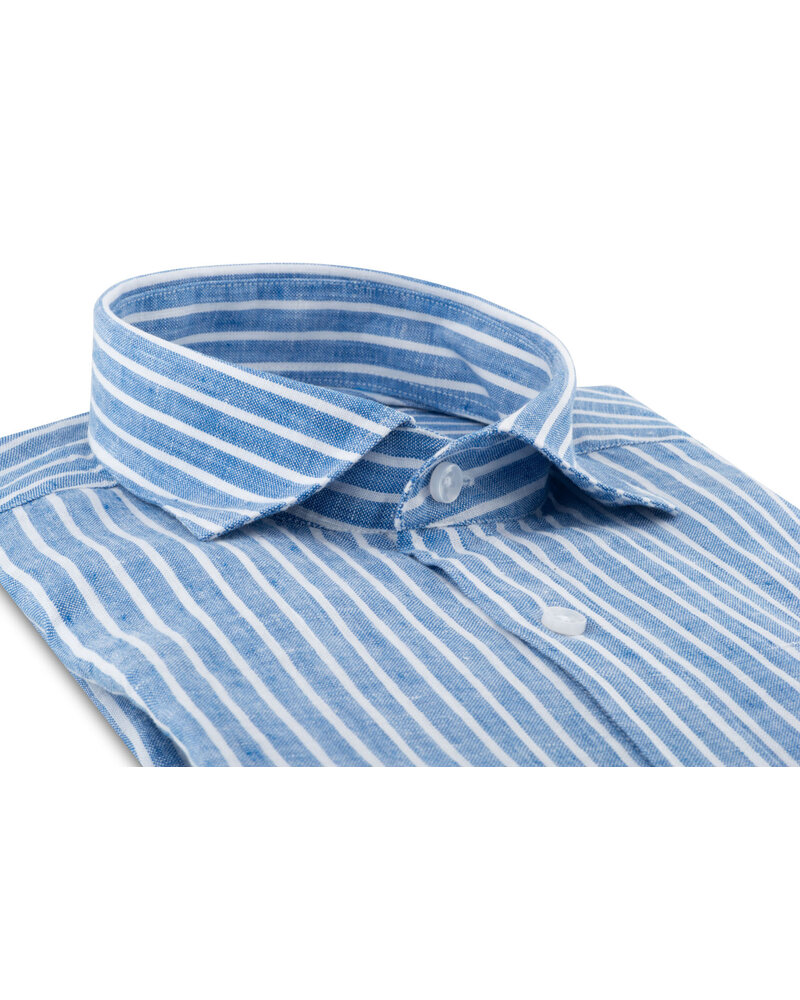 XOOS Chemise homme à rayures bleues en lin