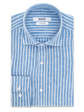 XOOS Chemise homme à rayures bleues en lin
