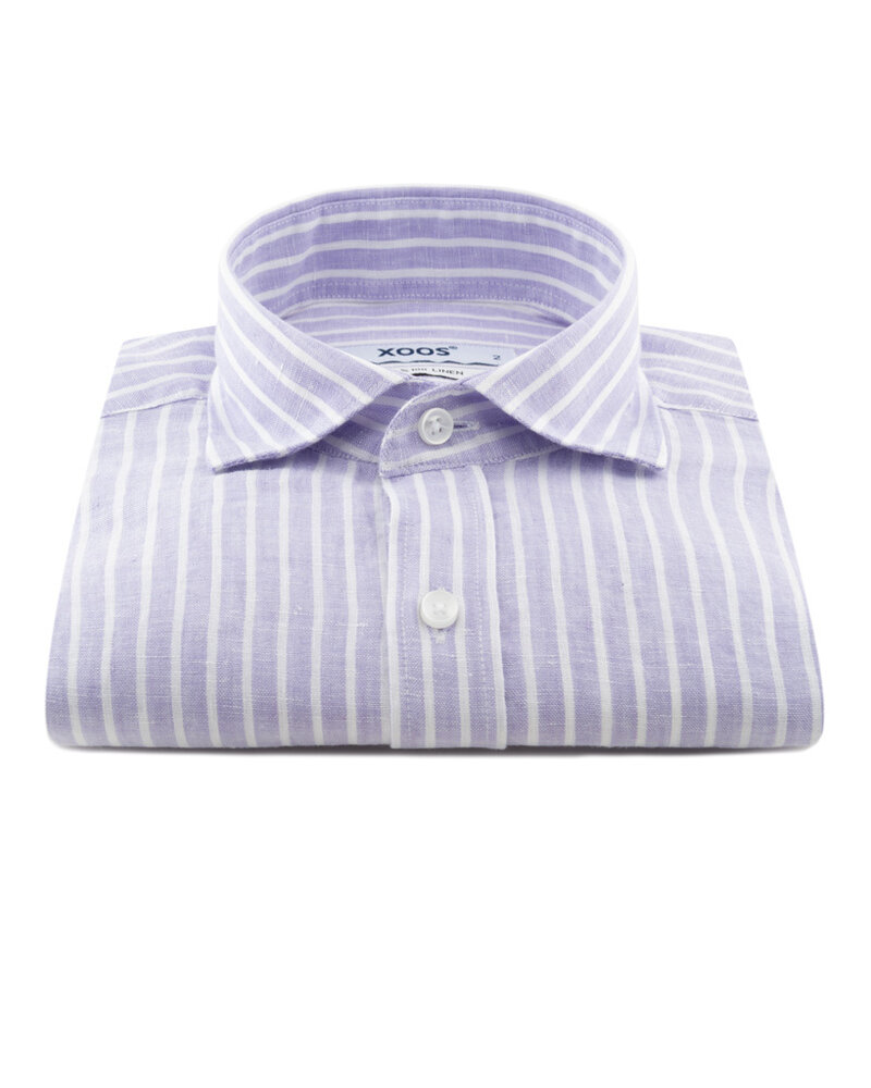 XOOS Chemise homme à rayures lavande en lin