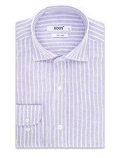 XOOS Men's fitted Lavander striped linen shirt