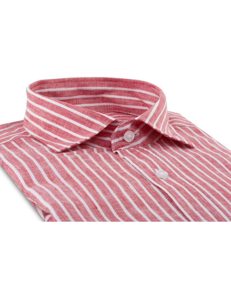 XOOS Chemise homme à rayures rouge en lin