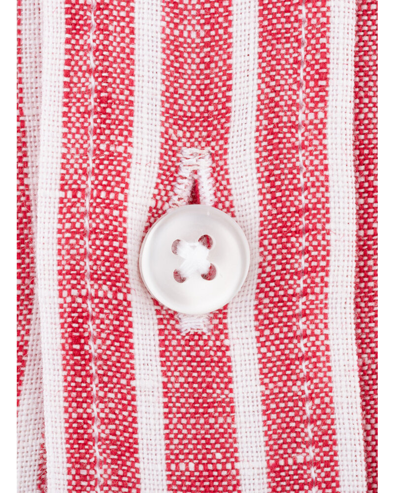 XOOS Chemise homme à rayures rouge en lin