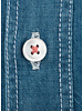 XOOS Men's Denim buttoned-down dress shirt Tartan collar lining