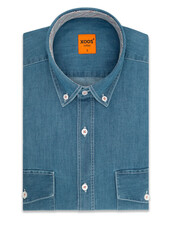 XOOS Chemise homme en denim et doublure tartan