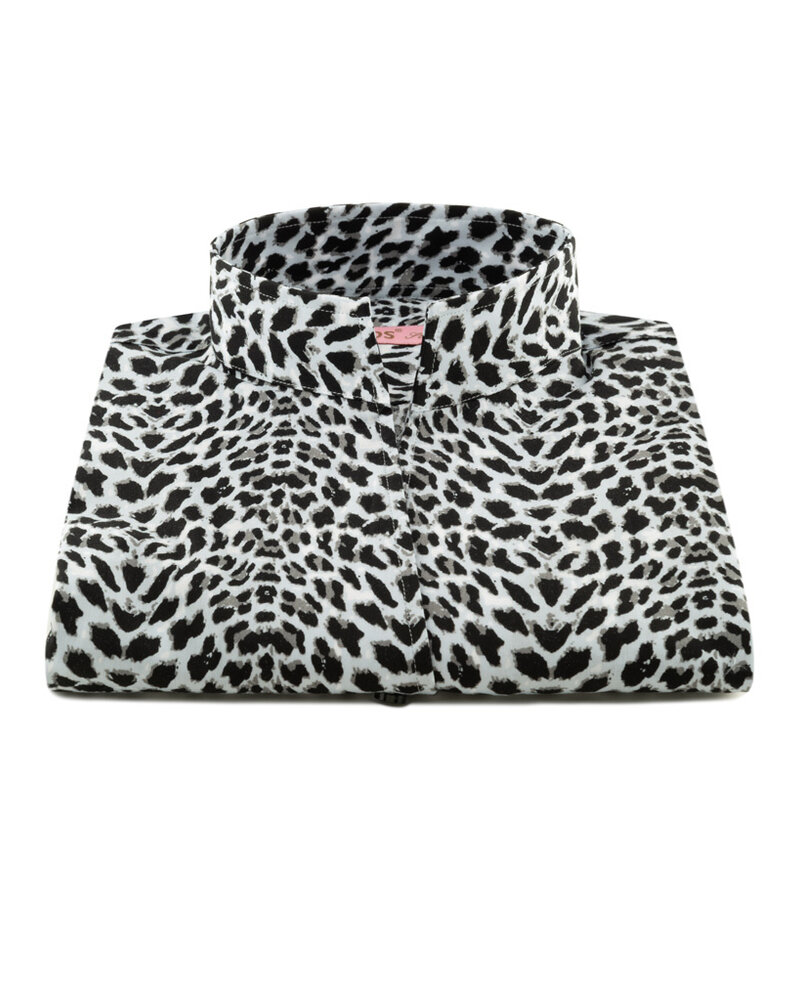 XOOS Chemisier femme en imprimé panthère et col droit ouvert