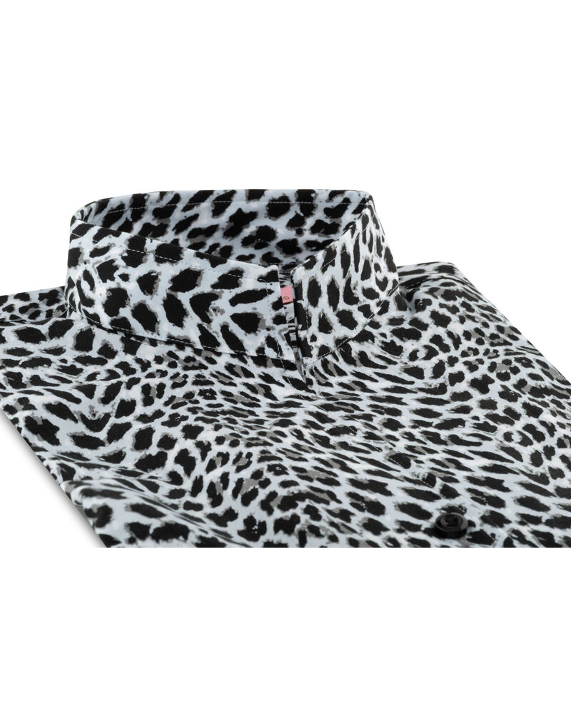 XOOS WOMEN Panther print dress shirt with straight open collar