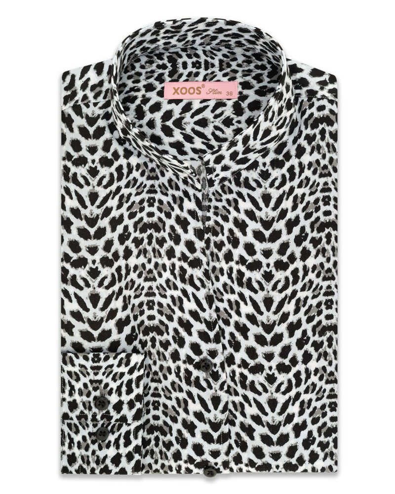 XOOS WOMEN Panther print dress shirt with straight open collar