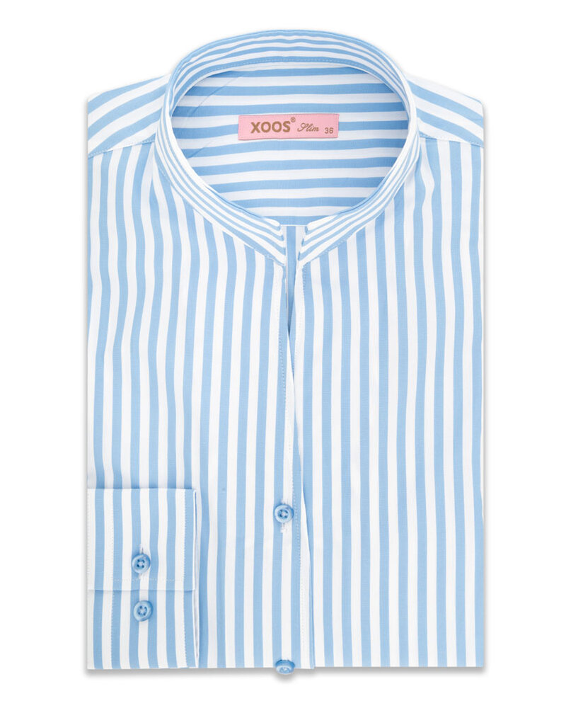XOOS WOMEN light blue striped dress shirt with straight open collar