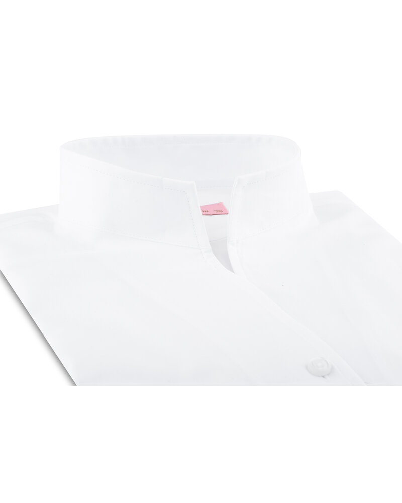XOOS Chemisier femme en gabardine blanche et col droit ouvert