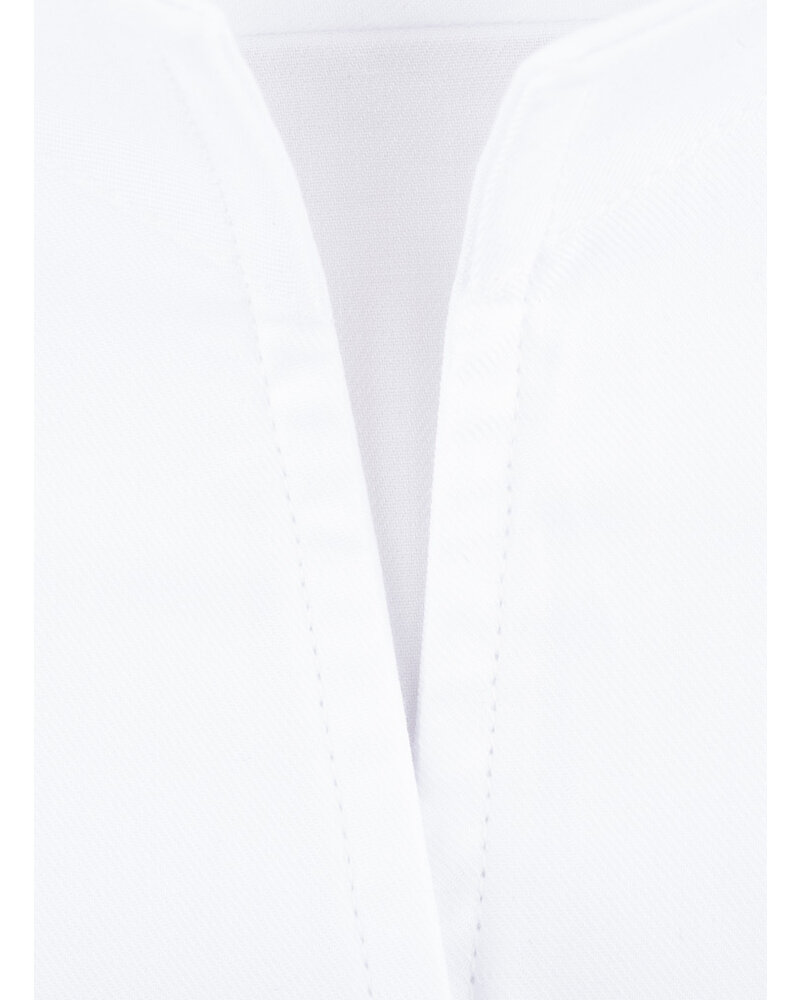 XOOS Chemisier femme en gabardine blanche et col droit ouvert