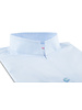 XOOS Chemisier femme en gabardine bleu diamant et col droit ouvert
