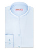 XOOS Chemisier femme en gabardine bleu diamant et col droit ouvert