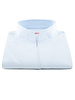 XOOS Chemisier femme en gabardine bleu diamant et col droit ouvert