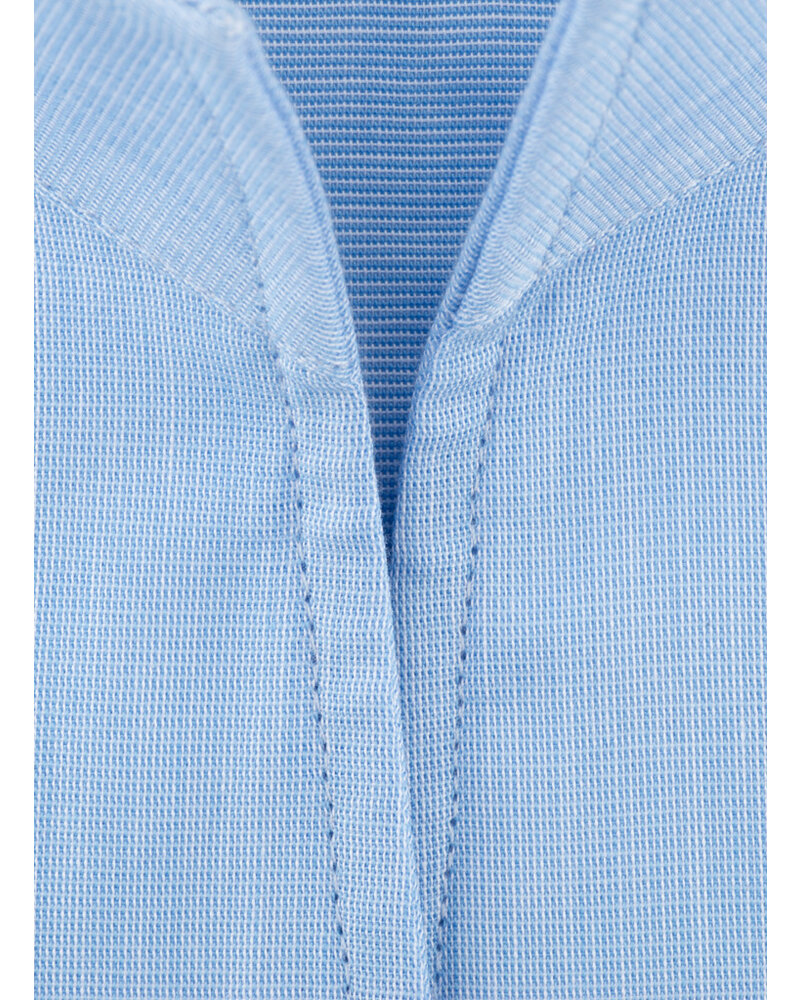 XOOS Chemisier femme en gabardine bleu et col droit ouvert