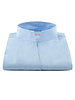XOOS Chemisier femme en gabardine bleu et col droit ouvert