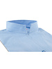XOOS Chemisier femme en gabardine bleu et col droit ouvert