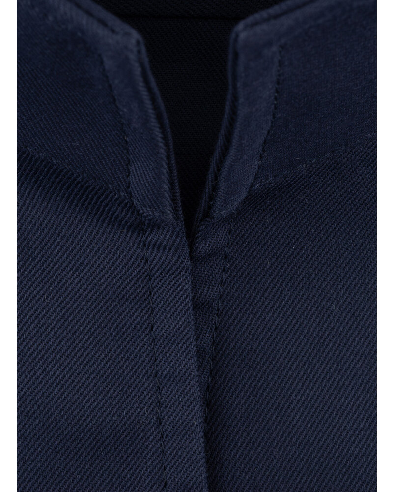 XOOS Chemisier femme en gabardine bleu marine et col droit ouvert