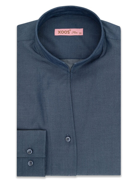 XOOS Chemisier femme en denim leger et col droit ouvert