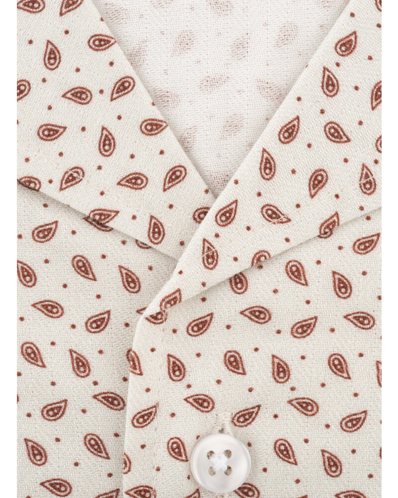 XOOS Chemisette homme à col souple beige à petits motifs paisley