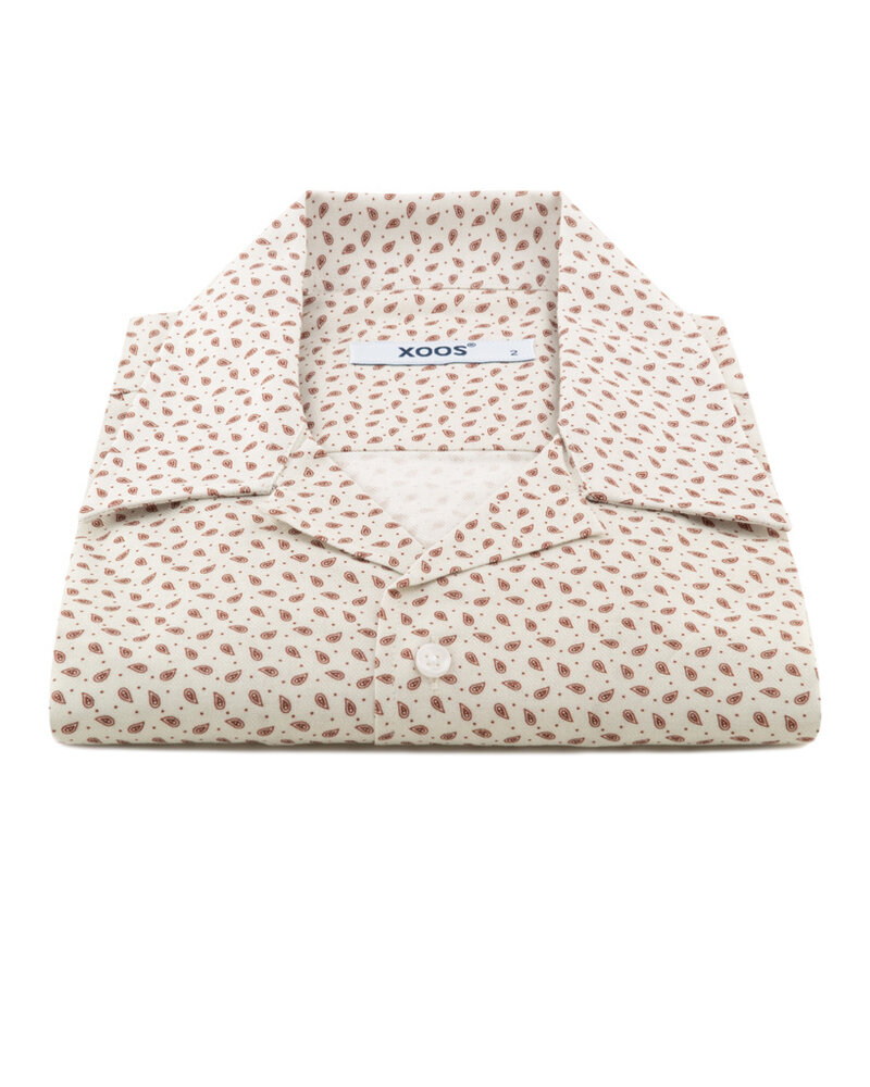 XOOS Chemisette homme à col souple beige à petits motifs paisley