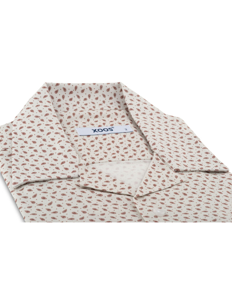XOOS Chemisette homme à col souple beige à petits motifs paisley