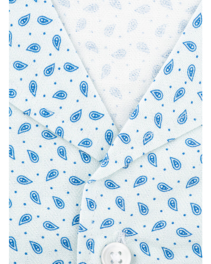 XOOS Chemisette homme à col souple ciel à petits motifs paisley