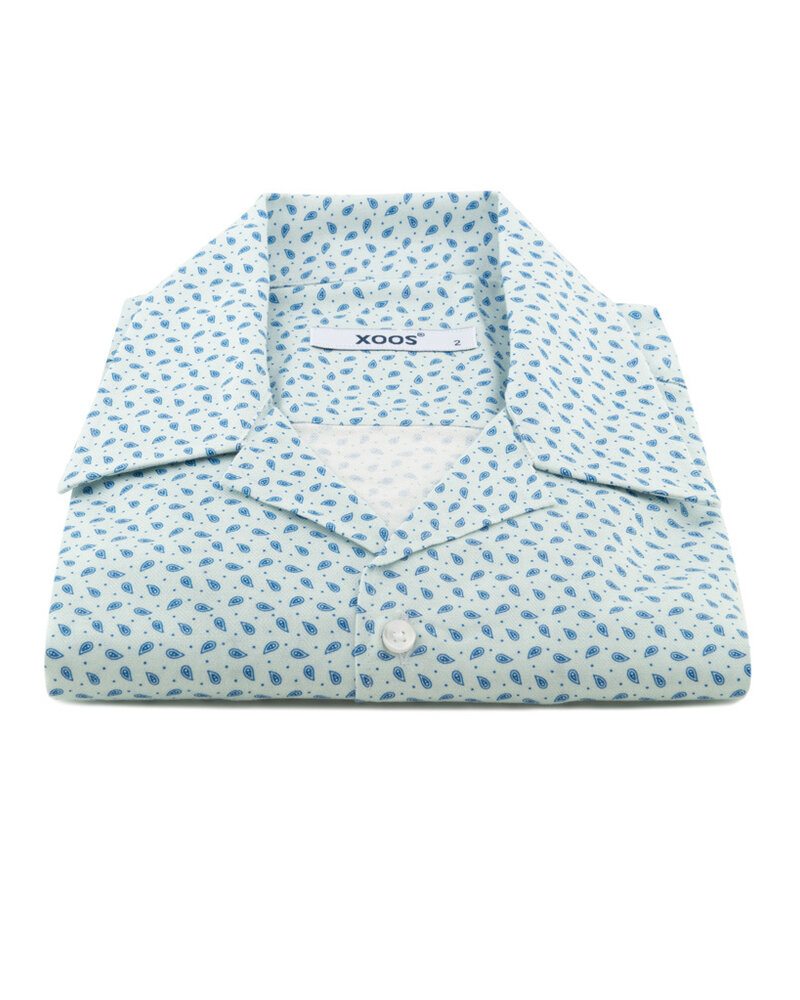 XOOS Chemisette homme à col souple ciel à petits motifs paisley