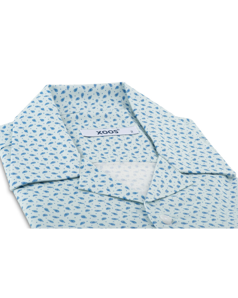 XOOS Chemisette homme à col souple ciel à petits motifs paisley