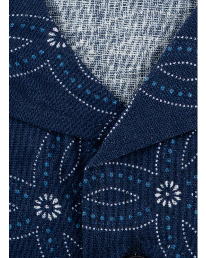 XOOS Chemisette homme à col souple bleu marine à motifs imprimés