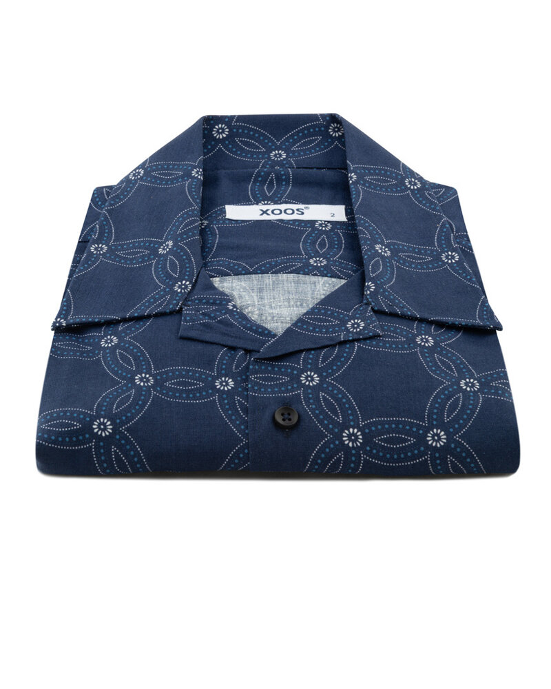 XOOS Chemisette homme à col souple bleu marine à motifs imprimés