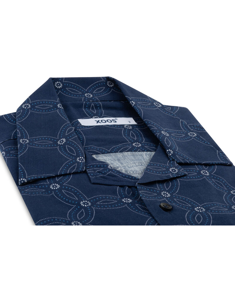 XOOS Chemisette homme à col souple bleu marine à motifs imprimés