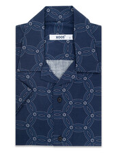 XOOS Chemisette homme à col souple bleu marine à motifs imprimés