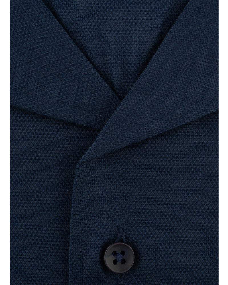 XOOS Chemisette homme bleu marine en coton piqué (Double Retors)