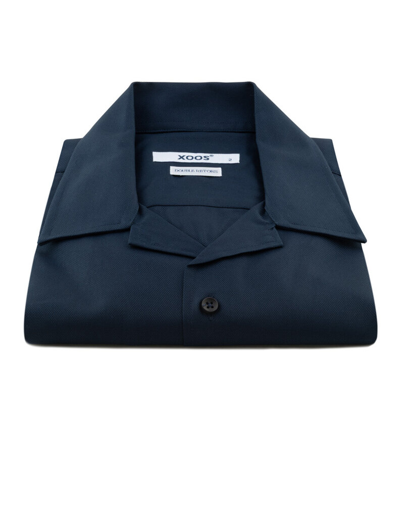 XOOS Chemisette homme bleu marine en coton piqué (Double Retors)